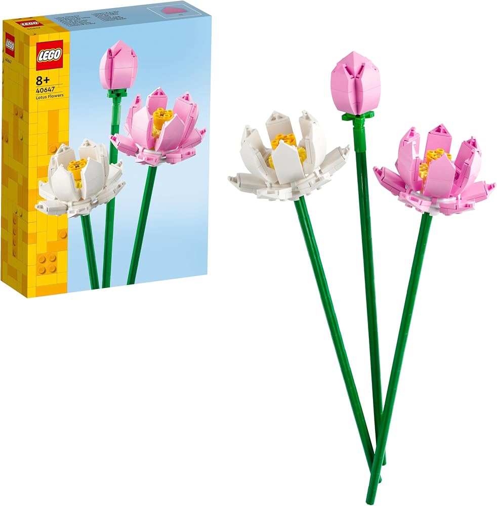 LEGO Botanicals Lotus Çiçekleri 40647 | 8 Yaş ve Üzeri Çocuklar için 2 Tam Açmış Lotus Çiçeği ve 1 Tomurcuk İçeren Oyuncak Yapım Seti, Hediye Fikri (220 Parça)