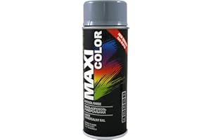 Maxi Color NEW QUALITY Sprühlack Lackspray Glanz 400ml Universelle spray Nitro-zellulose Farbe Sprühlack schnell trocknender Sprühfarbe (RAL 7001 Silbergrau glänzend)