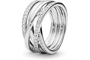 Pandora Timeless Srebrny pierścionek z cyrkonią, błyszczące i polerowane linie