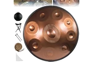 LXXBDDM 9/10 notes Handpan Drum Instrument,22 pouces in Handpan Drum In D Minor Percussion,Tambour à main en acier Avec Sac Soft Handpan,2 Maillets Handpan,Stand Handpan,Pour la guérison sonore,Méditation