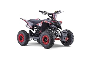 FunBikes Excite 50cc Premium Kids Mini Petrol Quad Bike – 4-Stroke Engine, Easy Pull Start, Twin-Muffler Exhaust, 6" Off-Road Tyres, Disc Brakes (Red)
