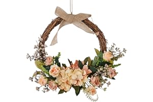 Amesor Ghirlanda Primaverile per Porta d'ingresso | Estate Primavera Ghirlanda Fiori Rattan Intrecciato a Mano - Decorazione Domestica per Porta d'ingresso, Parete, Finestra, Matrimonio, Feste