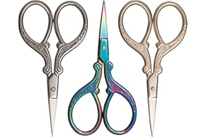 Chutoral 3 Pcs Small Fabric Scissors, Multi-Colour Rainbow Embroidery Scissors Stainless Steel Cross Stitch Sewing Scissors for Embroidery, Craft, Needle Work, Art Work & Everyday Use