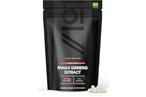 ALPHA01 Organic Panax Ginseng 3000mg - 20% Ginsenosides Rén Shēn 10:1 Extract - No Additives — Non-GMO, Gluten Free. ֿ120 Vegan Capsules