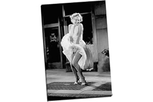 PANTHER PRINT Impresión sobre lienzo de Marilyn Monroe en el metro, con falda blanca, tamaño grande (76,2 x 50,8 cm)