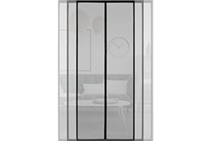 ARCOL Magnetyczna moskitiera na drzwi, przycięta na szerokość magnetyczna moskitiera do drzwi z zapięciem na haczyk i pętelkę, wytrzymała zasłona na drzwi z siatki na owady (czarna, 155 x 200 cm)