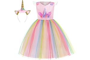 Foierp Disfraz Unicornio Niña, Vestidos Unicornio Niña, juego de rol/fiesta de Halloween, edad 2-10
