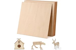 Rhimooay 10 Stück 2mm Lindensperrholz zum Laserschneiden, Sperrholz Holzplatte, Spanplatte, Holzplatten zum Gravur- und DIY-Projekte, Sperrholzplatte für Gemälde, Holzprojekte und Gravuren (20x20cm)