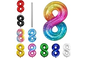 AOISYESBIG Geburtstag zahlen Luftballon 8 jahre-Gelee farbe XXL Jumbo Folienballon 40 Zoll – 101 cm Luftballons 8. Geburtstag Junge Mädchen Babyparty Geburtstagsdeko Jubiläumsparty Dekoration – Fliegt mit Helium