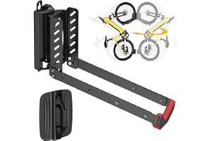 Mimoke Supporto da parete per bicicletta salvaspazio regolabile, design facile da sollevare con braccio pieghevole e funzione girevole (1)