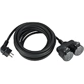 Electraline 55093 Extension Cable 5 M Double Adapter with 2 Schuko Sockets (Double Extension, 2 Female Connectors, Outdoor IP