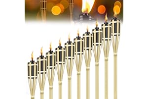 HENGMEI Lot de 36 torches de jardin en bambou - Pour décoration d'extérieur, fête de jardin, chemin, arrière-cour, pelouse