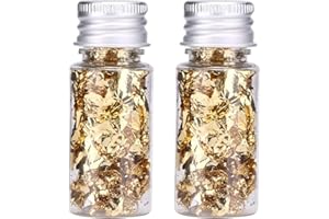 dshyuauoci 2 Bouteilles de Feuilles d'or, 24K Feuille d Or Alimentaire Patisserie Décorations de Gâteaux Utilisation Alimentaire Décoration Artisanale pour Décorer des Gâteaux Utilisation en Cuisine