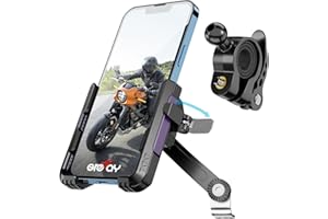 Grefay Motocykl Uchwyt na Telefon Uchwyt na Kierownicę Motocykl uchwyt na Telefon Lusterko Wsteczne (2 Metody Połączenia + 1 S Szybki Demontaż) z 360 Obrotem Dla Smartfona 4.0-7.0 Cala
