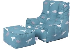 Loft 25 Silla Infantil Bean Bag con reposapiés | Sofá de Sala de Juegos con Asiento Suave y Seguro para niños | Sillón de diseño ergonómico para niños | Muebles cómodos para niños (Rex)