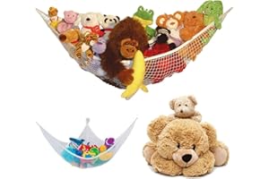 HAHHHHA Hamaca de juguete Soporte de muñeca de red Soporte de juguetes Fordable Juguete de peluche Hamaca para colgar en la pared Organizador de juguetes Red Ultraligera de malla grande de almacenamiento