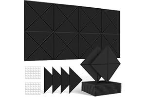 SOUNDSBAY Sound Proofing Panels 12 Pack Soundproofing Panels High Density Acoustic Panels Beveled Edge Sound Absorbing Panels for Acoustic Treatment With double sided 30×30×1cm Sound Insulation Panels
