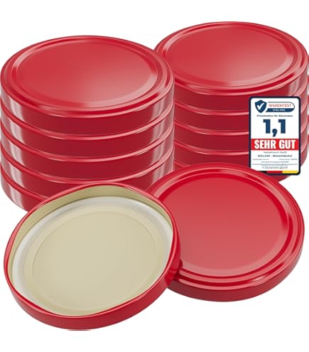 KADAX Schroefdeksel Met Diameter Van 82 Mm X 100 Stuks, Metalen Twist Off Deksel Reservedeksel Voor Inmaakpotten En Weckpotten Deksel 6 Inkepingen Zwart Goud Stuks 3007635444