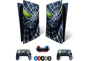 MaD Vision® Set de Skin Extra-Duraderas en Vinilo para PS5 Digital + 5 Pares de Aiming Rings|Kit Adhesivo y Resistente a los Arañazos para Playstation 5 + 2 Controllers – para Spider-Man Diseño
