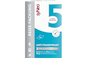 ‎SYNEO syNeo 5 Antitranspirant Deo Tücher – 5-Tage-Wirkung – starker Schutz gegen Schwitzen & Geruch – Deotücher für Reisen – dermatologisch getestet – für Damen & Herren – 1er Pack (8 x 2,5 ml)