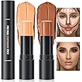 2 in 1 Contour Highlighter Stick, Dual Face Shaping & Contouring Stick, Cream Bronzer Highlighter, Waterproof Long-Lasting Face Body Contour Stick Makeup Bronzer Stick (03#Natural Color-Medium Brown)