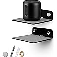 TERRIFI 2Pack Small Metal Floating Wall Shelf, 4” Floating Shelf Bluetooth Speaker Stand, Mini Pop Shelves, Anti Slip, for Cameras, Baby Monitors, Webcam, Router & More, Screw Wall Mount(Black)