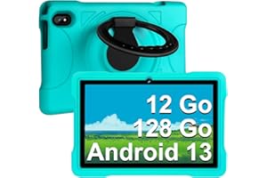 AOCWEI Android 13 Tablette Tactile Tablette Enfants 10 Pouces Octa-Core 12Go + 128Go ROM (512 TF) 5G WiFi | FHD | 5 +8MP | Parental Contrôle | Bluetooth 5.0 | Kids Tablette Étui Antichoc EVA - Vert