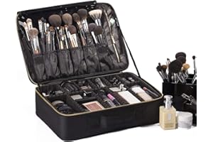 ROWNYEON Makeup Bag Portable EVA Professional Makeup Artist Bag Large Travel Makeup Train Case Makeup Organizer Bag with EVA Dividers for Women Girls
