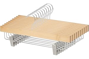 Amazon Basics Wooden Hangers With Clips, 10-Pack, 36 cm, Natural
