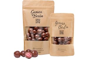 Genuss Berlin – Gefriergetrocknete Erdbeeren mit Vollmilchschokolade – 600g – Fruchtig – Schokolierte Früchte – Geschenkidee – Schokoerdbeeren – Gefriergetrocknete Süßigkeiten – Snack