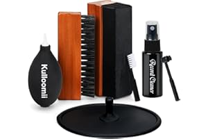 Kulloomii 7-teiliges Reinigungsset für Schallplatten, weiche Samtbürste, Mikrofaserbürste, antistatische Flüssigkeit, Etikettenschutz, Luftgebläse, Stylusbürste