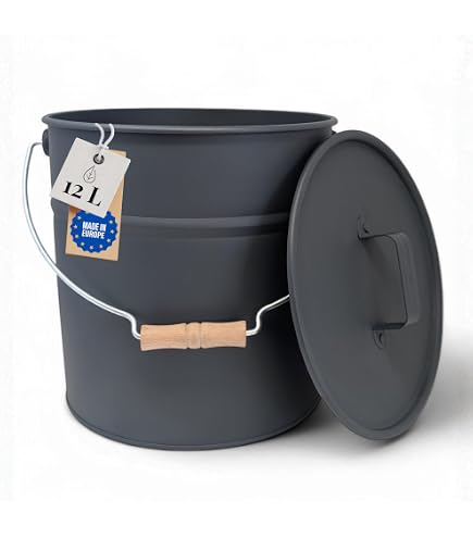 Secchio Per Cenere In Metallo Con Pala - Design Classico, Diametro 28 Cm