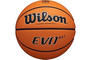 Wilson piłka do koszykówki EVO NXT FIBA Game Ball, mieszana skóra, idealna do użytku w pomieszczeniach, rozmiar 7, brązowa, WTB0965XB
