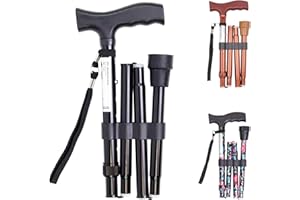 PEPE MOBILITY Pepe Składane laski dla mężczyzn, regulowane, aluminiowe laski do chodzenia dla seniorów, lekkie, czarne, składana laska