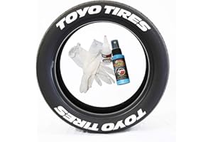 Tire Stickers Toyo Tires - Accessoire d'appoint pour Le Marquage des Pneus - Kit De Bricolage avec Colle & Nettoyant / 14-16 inch Wheels / 1.50 inches/White / 4