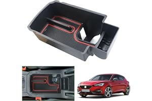GAFAT Seat Leon MK4 | Cuprα Formentor 2020-2024 2025 Caja de Almacenamiento de Apoyabrazos, Nuevo Seat Leon 4 KL ST FR Formentor VZ Facelift Bandeja de Reposabrazos Consola Central Organizador (Rojo)