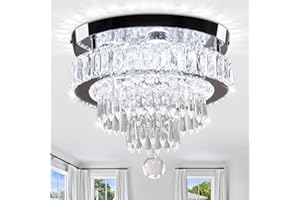 LEONTYNE Chandeliers Ceiling Light,Modern LED Crystal Ceiling Light for Living Room Bedroom Kitchen Hallway Lighting,Dia 11.8",Energy Efficient Cool White Light