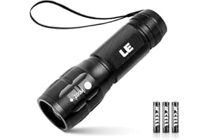 LIGHTING EVER LE LED Taschenlampe Klein, LE1000 Extrem Hell Zoombare Mini Taschenlampen Batteriebetrieben für Kinder, Tragbare Flashlight, Wasserdichte Torch, Handlampe für Camping, Outdoor, Wandern, Notfälle