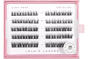 Lola's Lashes Pre-glued Eyelashes | Soft Definition 5 Row Lashes Single Pack | Pre-Glued Wispy Lashes | Easy Application | 5-10 Days Wear & Waterproof | 10-14mm