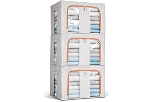 Lesfit Fabric Storage Boxes, Large Capacity (66L), Set of 3