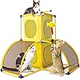 Emily Pets Cat Tree Cave Multi-Functional Cat Furniture Cat Tower House Pet Scratching Post Play Bed Toy Yellow Color