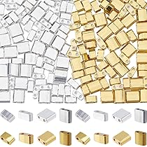 180Pièce Perles Tila 2 Trous,6 Couleurs Mélangées,Perles Rocaille Verre