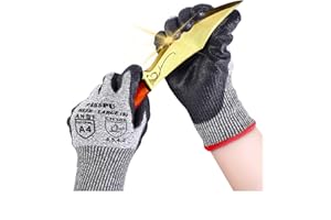 Donfri Cut Resistant Gloves High Performance Level 5 Protection Safety Work Gloves for Men Comfortable PU Coated Palm Cut Proof Gloves Gardening Food Grade Non-slip Machine Washable (L, 1)
