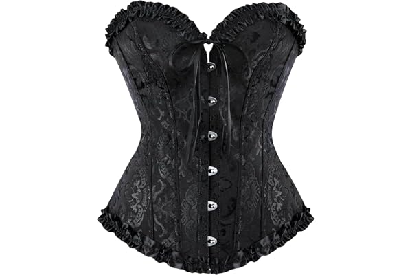 Generico korsett dam elegant push up med plastskenor, vintage medeltida gotisk midjekorsett i satin med snörning, elastisk modellande och slimmande bustier, perfekt som karnevalskorsett och