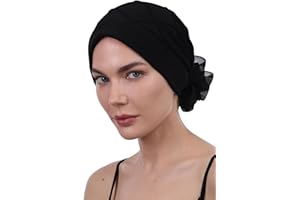 DERESINA HEADWEAR Deresina Diamant Motif Chimio Turban avec Fleur, Coiffe pour La Perte De Cheveux