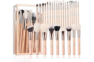 BEILI Juego de Brochas de Maquillaje, 28 Brochas de Maquillaje Rosa Profesional Para Base, Pinceles Maquillaje Ojos, Cepillo de Sombra de Ojos, Delineador de Ojos, Natural Cabello de Cabra