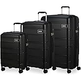 American Tourister Skymax Luggage Set Trolley Cabin and Checkin, 55 cm | Black, Hardcase, 55H x 35W x 25D cm, 41/48 L, 2.4 kg