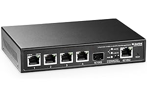 MokerLink 4-portowy przełącznik zarządzany Ethernet 2.5G, 1 port 10G, gniazdo SFP+, 4 porty 2.5G Base-T 10/100/1000Mbps, przełącznik bez wentylatora internetowego
