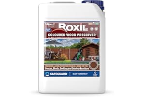 Roxil Lasure Préventive Bois 5L – Châtain – Intérieur & Extérieur – Protection Contre Pourriture, Champignons, Larves & Termites