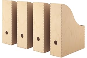 KNUFF Ikea Magazine Holder, Natural Birch Plywood [Set of 4] for Office or Home Book Rack, Newspapers, Magazines, Paper, File, Storage